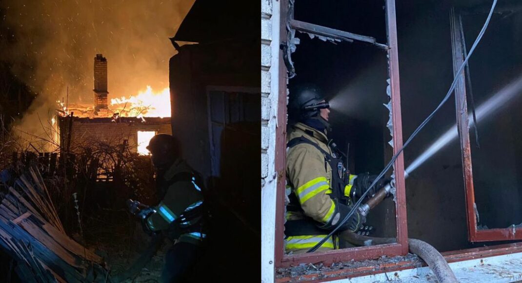 Унаслідок обстрілів Донеччини армією рф, палали приватні будинки та господарча споруда (фото)