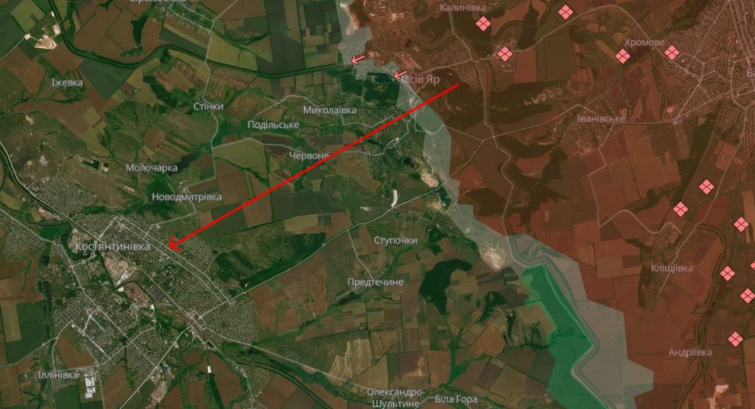 На Константиновку оккупанты направляют дроны и беспилотники из Часового Яра